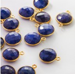 Zdjęcie - Lapis lazuli zawieszka krążek fasetowany w okuciu AG925