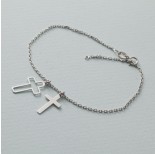 Zdjęcie - Bransoletka rodowana z dwoma krzyżami AG925