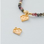 Zdjęcie - Srebrna, pozłacana zawieszka diament, próba Ag925
