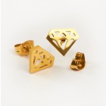 Zdjęcie - Kolczyki sztyfty ze stali chirurgicznej diament złoty
