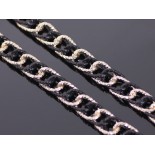 Zdjęcie - Czarno złoty łańcuch aluminiowy owal diamentowany