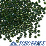 Zdjęcie - Koraliki TOHO Round Inside-Color Rainbow Peridot/Opaque Green Linedgreen lined