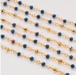Zdjęcie - Łańcuch z kryształkami oponkami 3x4mm metallic blue with gold