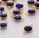 Zdjęcie - Lapis lazuli krążek fasetowany łącznik w okuciu pozłacanym ag925