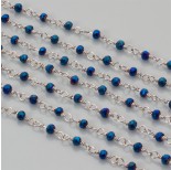 Zdjęcie - Łańcuch z kryształkami oponkami 3x4mm metallic blue