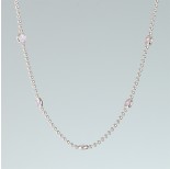 Zdjęcie - Srebrny rodowany naszyjnik z oczkami rose opal, próba Ag925