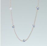 Zdjęcie - Srebrny rodowany naszyjnik z oczkami blue opal, próba Ag925