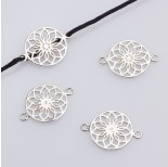 Zdjęcie - Srebrny łącznik ażurowa mandala z dwoma kółkami AG925